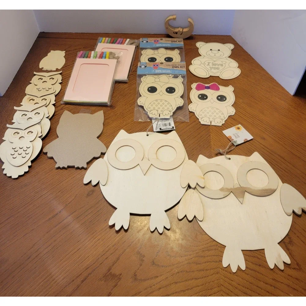 Unfinished Wooden Owl‎ Shapes, Boxes Arts & Crafts Decor Ready to Paint